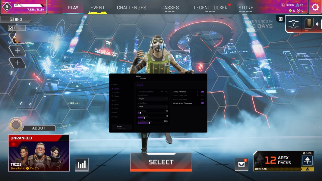 Screenshot des Cheats KRUSH im Spiel Apex Legends