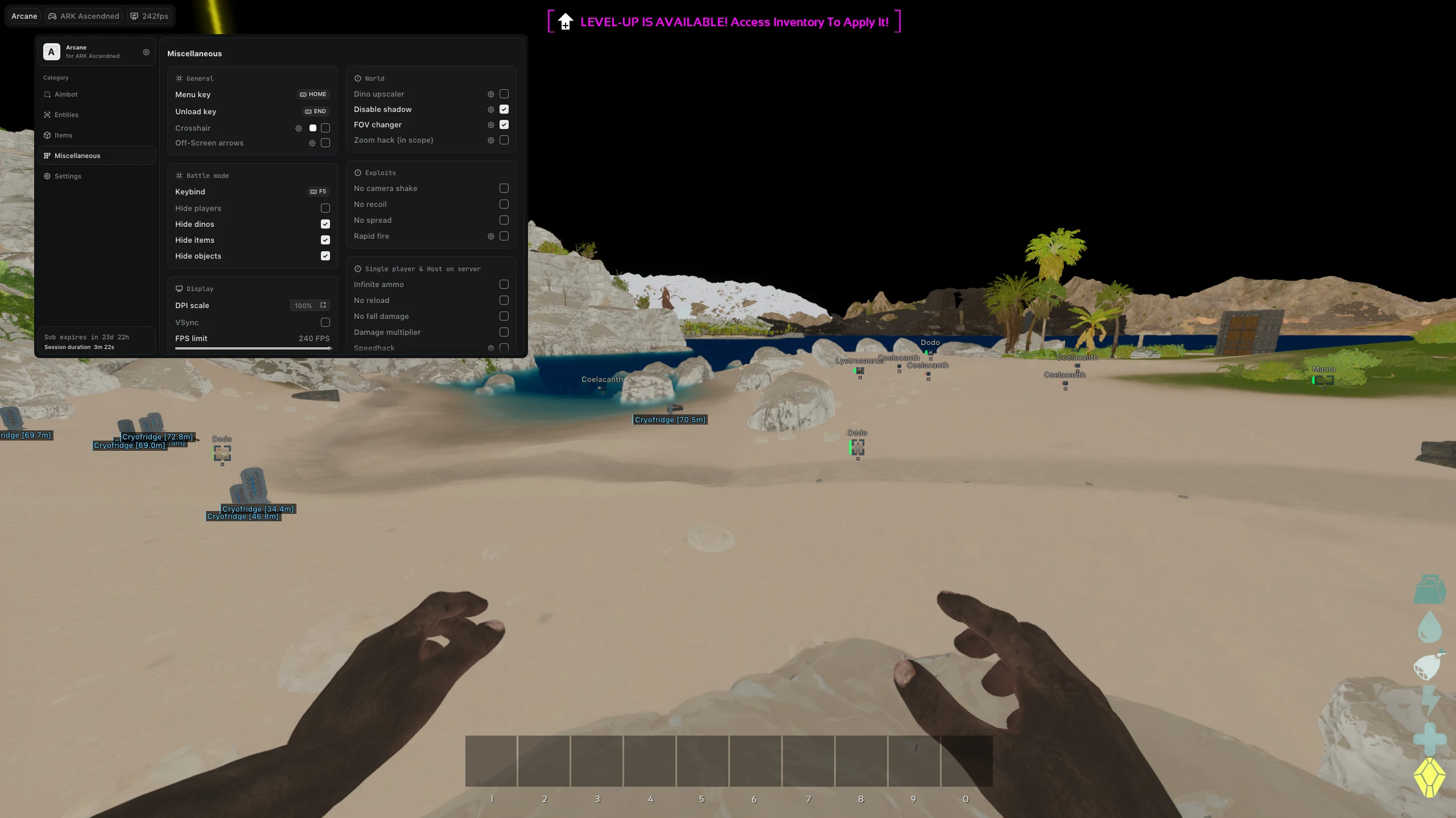 截图 3 的作弊器 ARCANE 游戏中 Ark: Survival Ascended