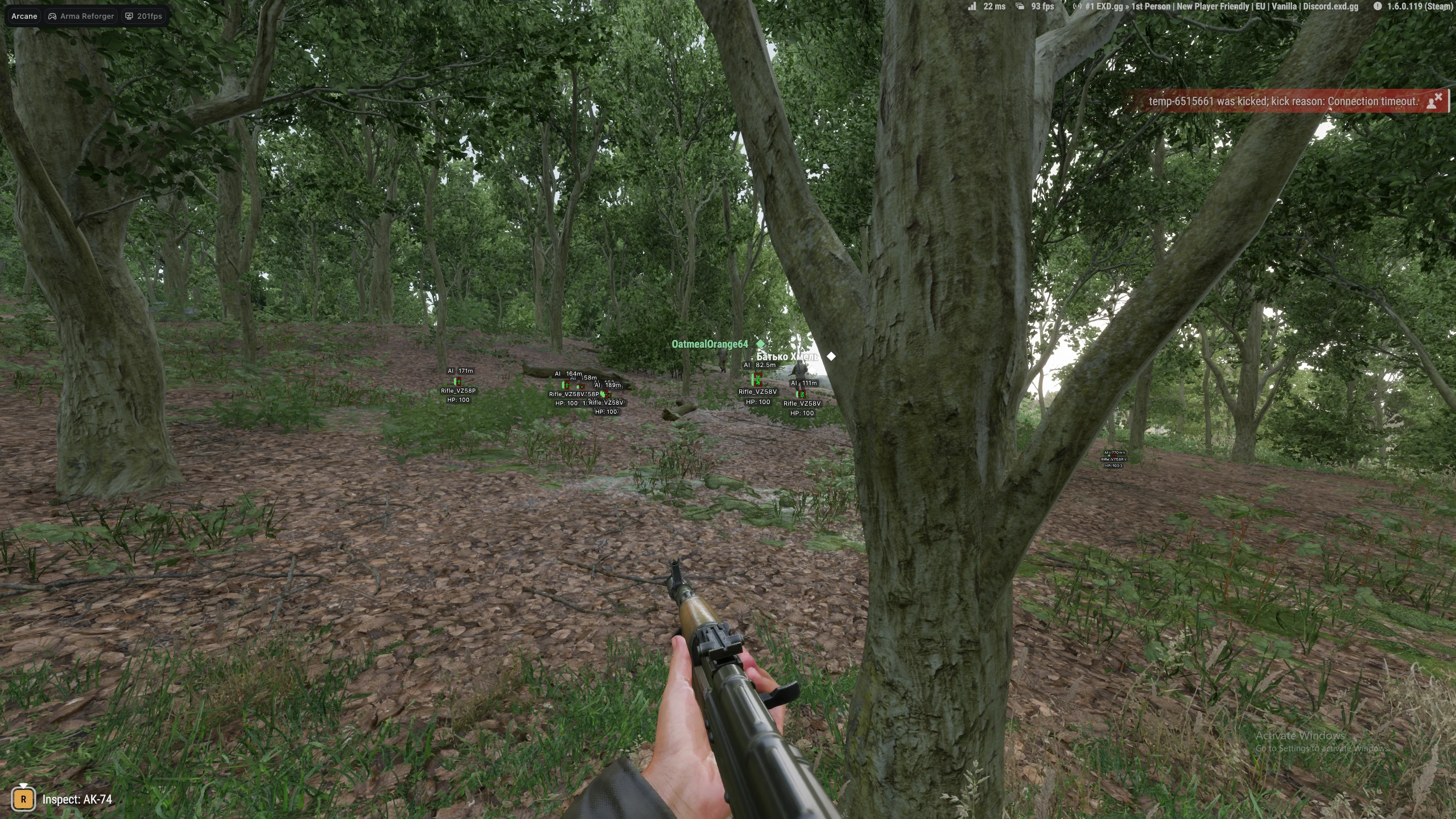 Hile ekran görüntüsü ARCANE oyunda Arma Reforger