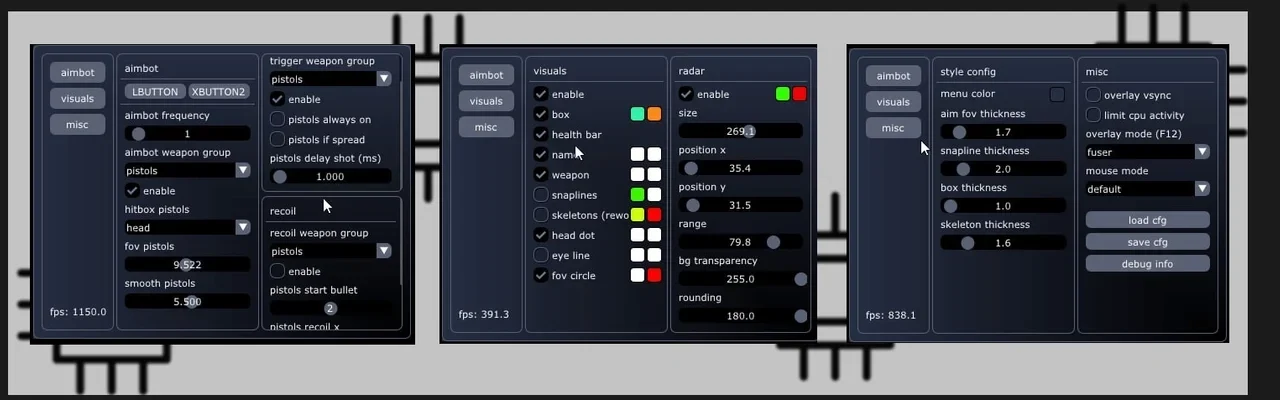 Screenshot des Cheats DIRECT CS2 DMA im Spiel CS2