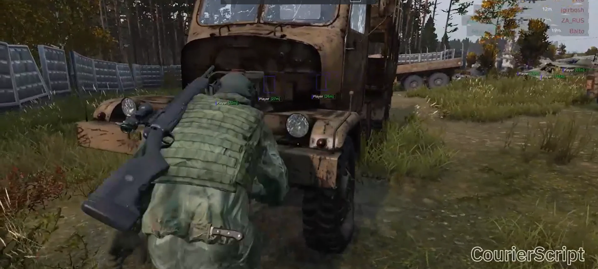 Screenshot des Cheats COURIERSCRIPT im Spiel Dayz