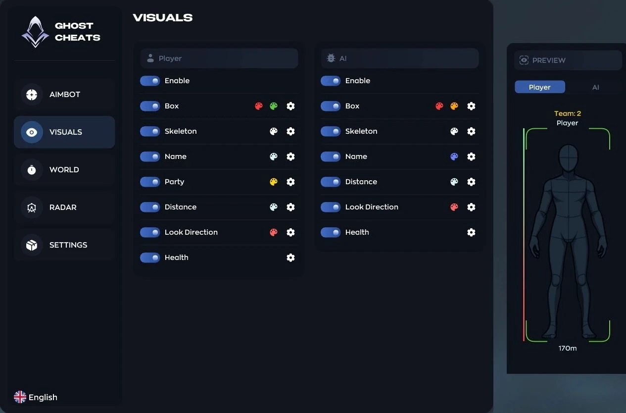 Humanize-Block in GHOST: Jitter, Deadzone, Reaction Min und Max, Begrenzung Max Speed