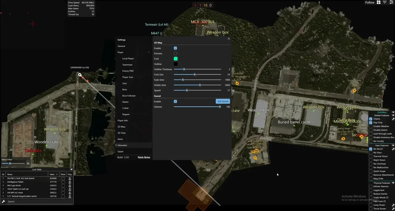 辅助截图 CLUTCH EFT RADAR DMA 游戏中 Escape From Tarkov