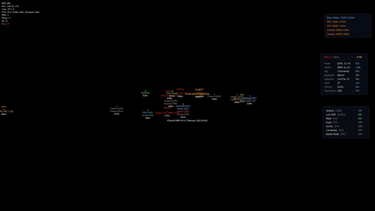 Cheat screenshot SPITE EFT DMA in-game Escape From Tarkov