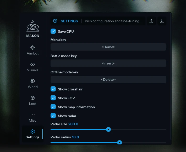 Screenshot des Cheats MASON FULL im Spiel Escape From Tarkov
