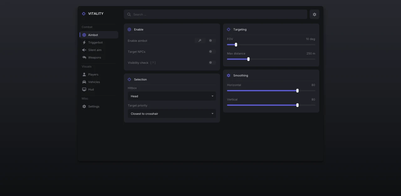 Screenshot des Cheats VITALITY FIVEM im Spiel GTA 5