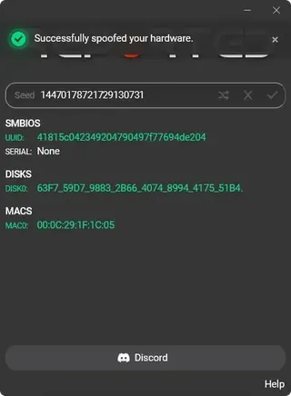 Скриншот 1 для чита REPORTED в игре HWID Spoofer