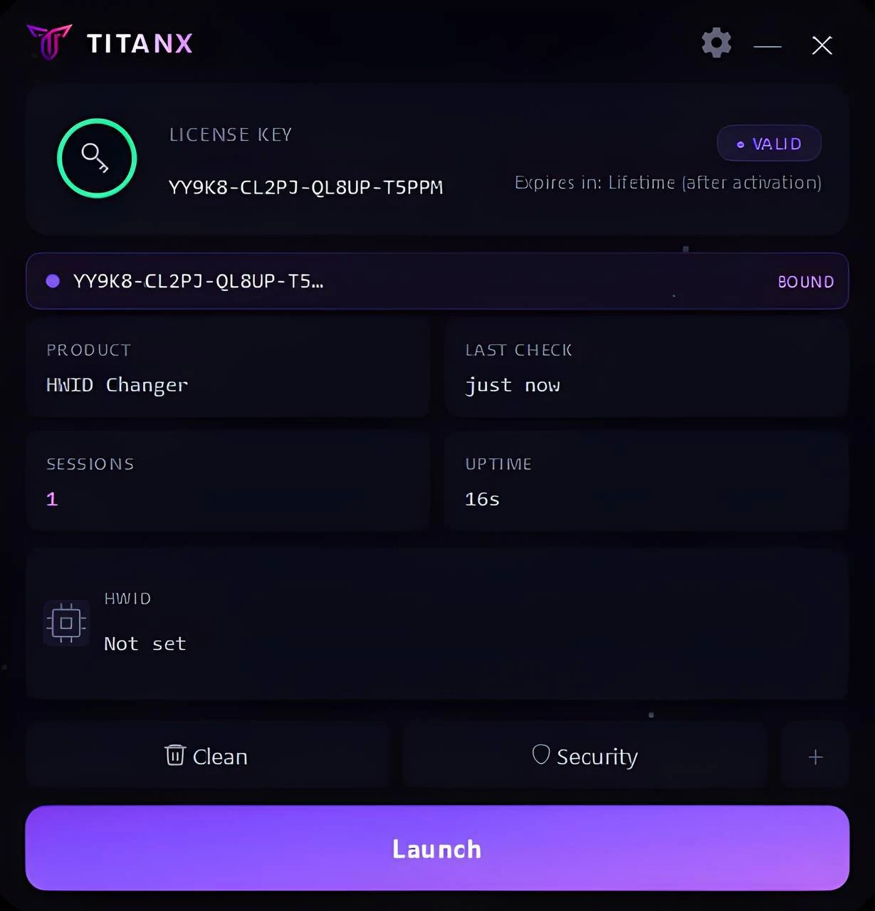 Скриншот чита TITANX в игре HWID Spoofer