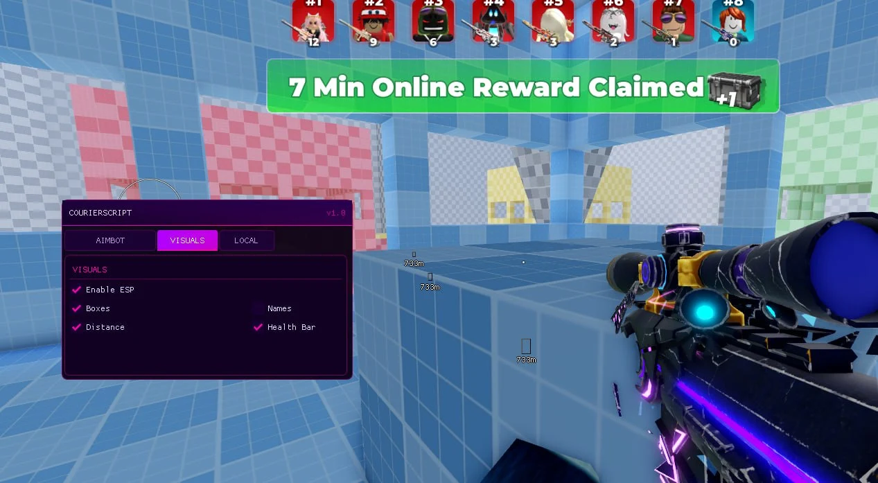 Screenshot des Cheats COURIERSCRIPT im Spiel Roblox