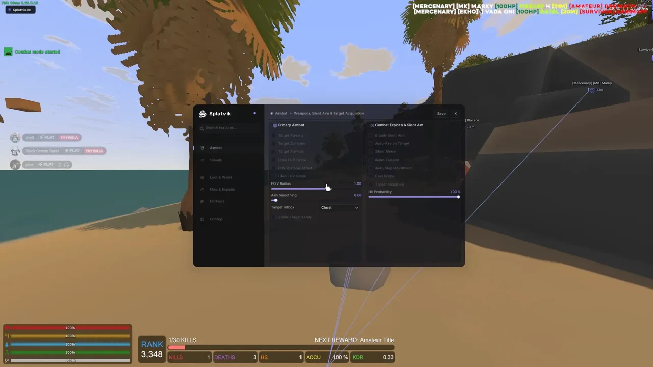 Скриншот чита SPLATVIK в игре Unturned