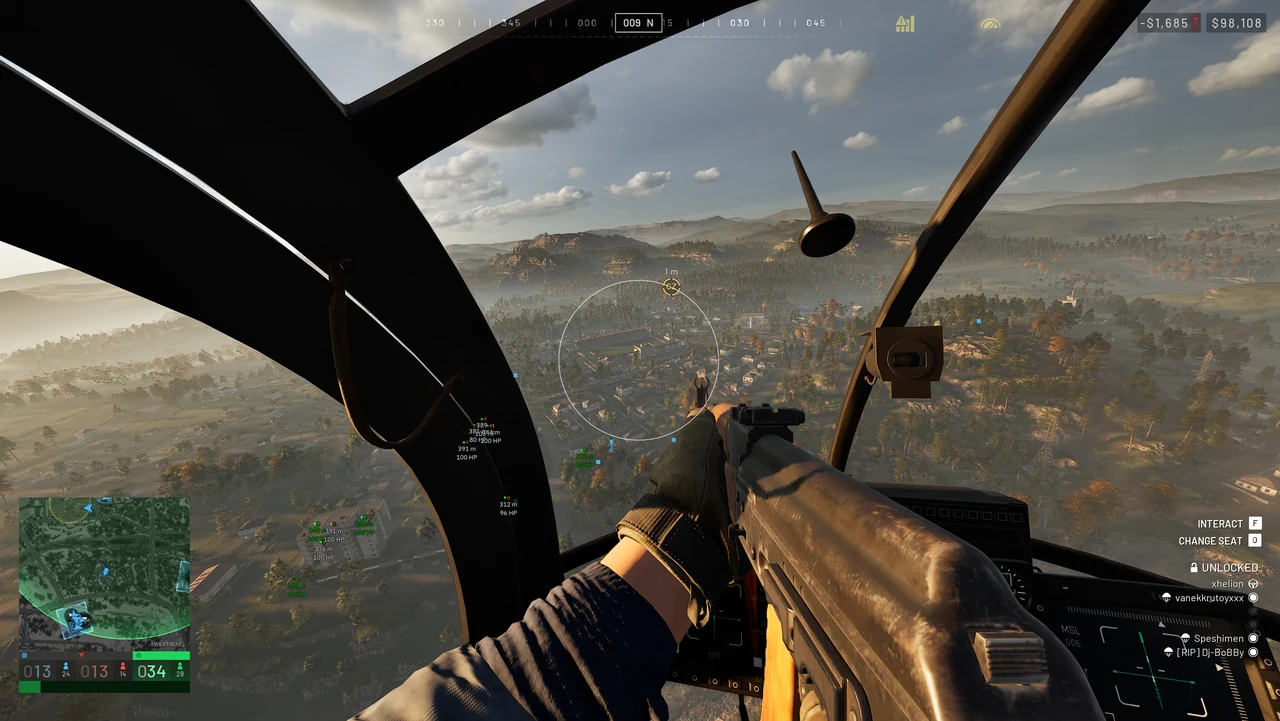 FOV-Kreis des BYSTER Aimbots beim Schießen aus einem Hubschrauber in Wardogs