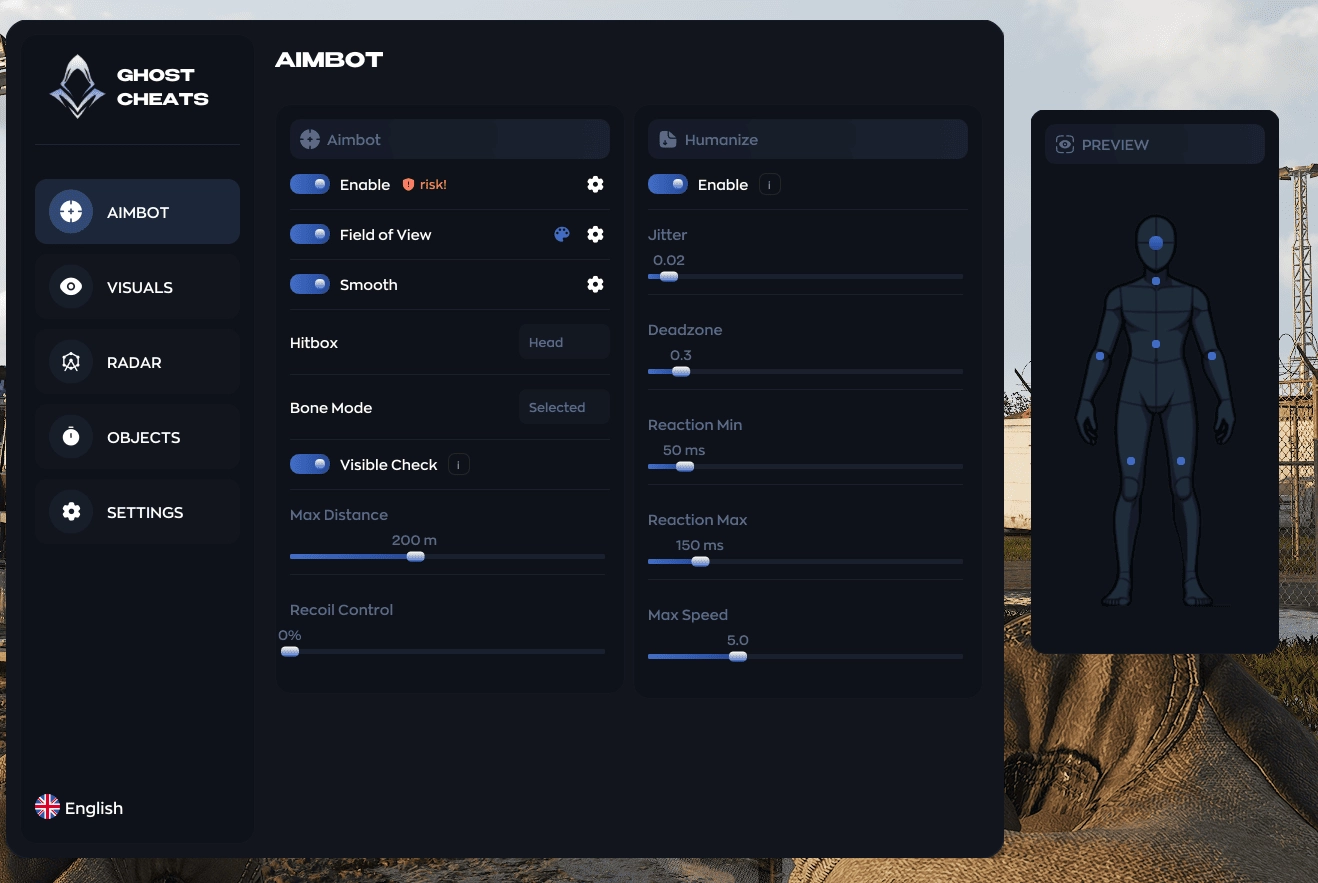 Screenshot des Cheats GHOST im Spiel WARDOGS