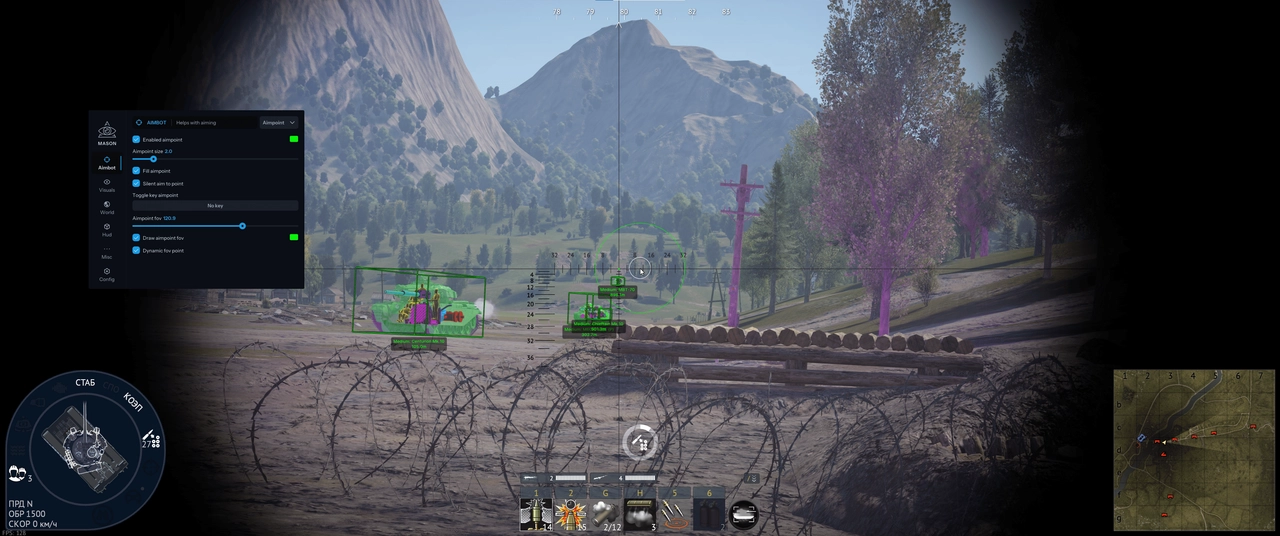 MASON INTERNAL aimbot with aim point and auto lead against a moving target