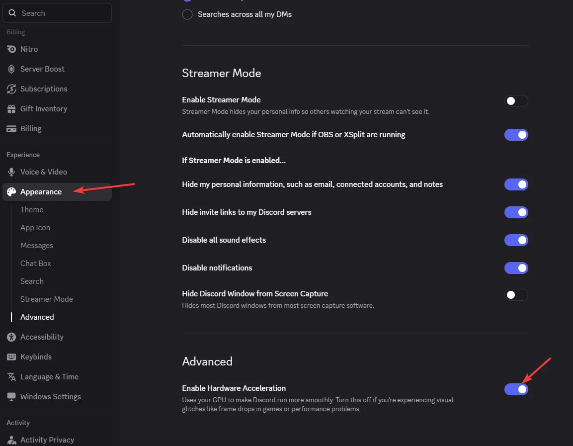 Discord'da Hardware Acceleration Ayarı